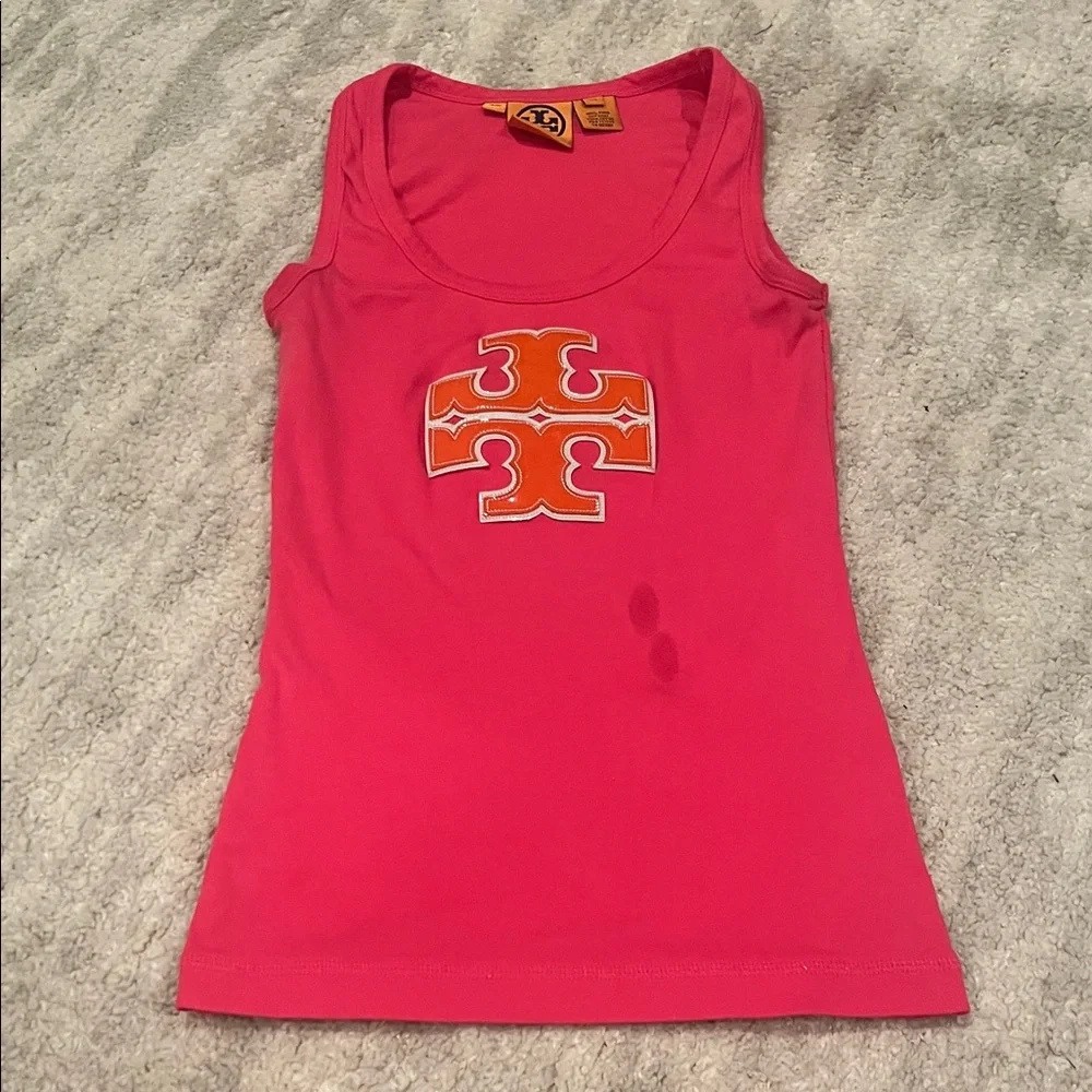 Tory Burch Pink Tank with Orange Logo
